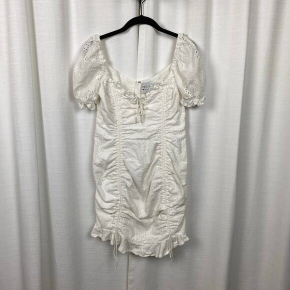 Hello Molly White Eyelet Saved By The Bell Mini Dress Sz.L/US 8 - Picture 6 of 16